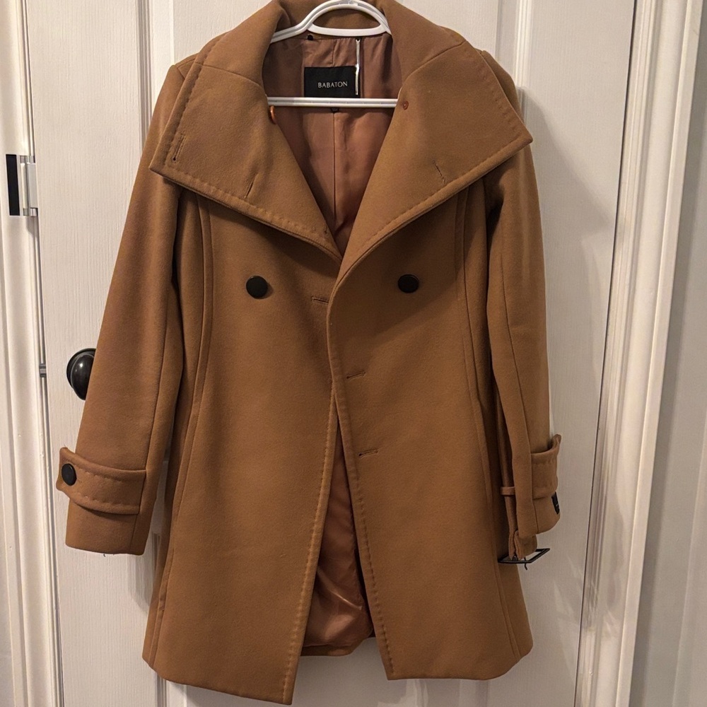 Aritzia Camel Double-Breasted Peacoat